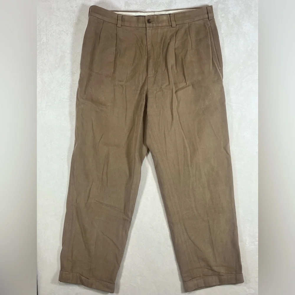 Brooks Brothers Elliot 36W 30L Heavy Cotton Corduroy Structured Brown Chinos